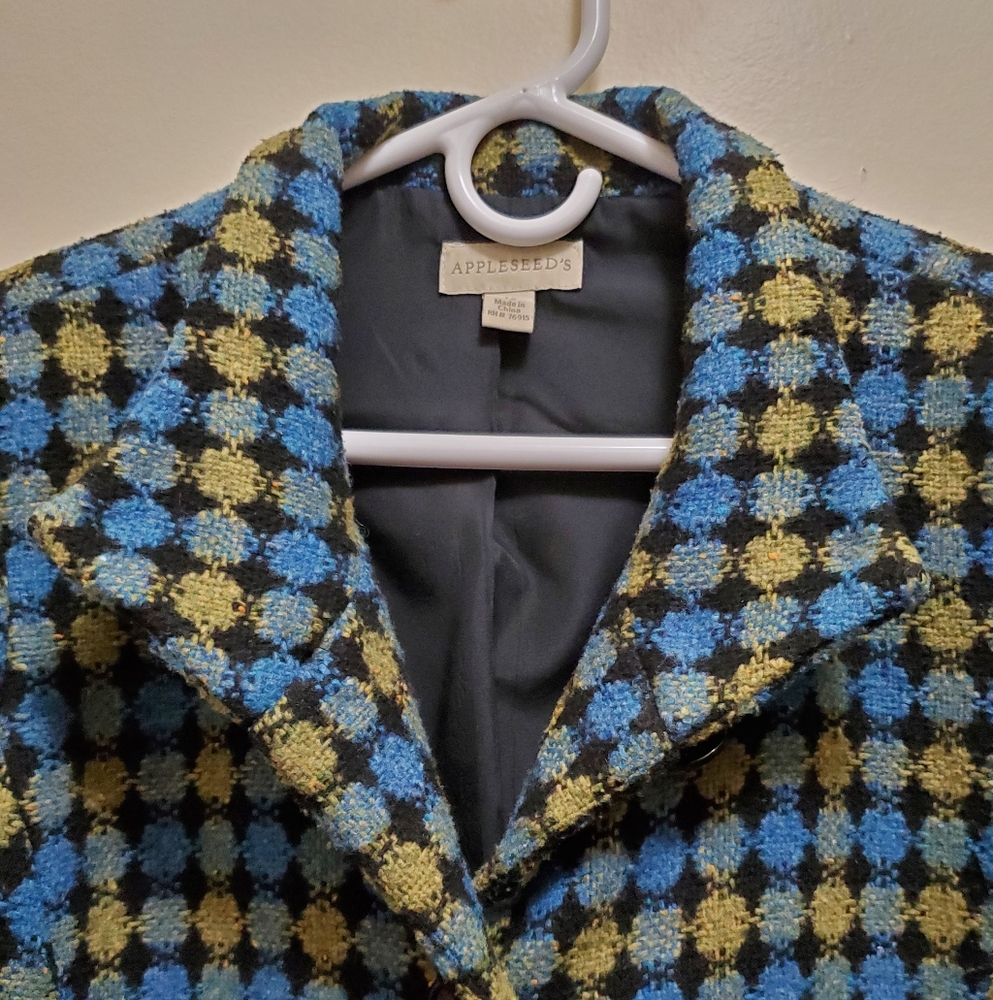 Appleseeds vintage lined Blue and Yellow Women's Jacket - Picture 3 of 3